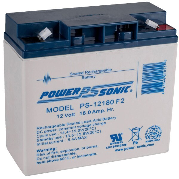Main product image for Power-Sonic PS-12180F2 Sealed Lead Acid Battery 140-373